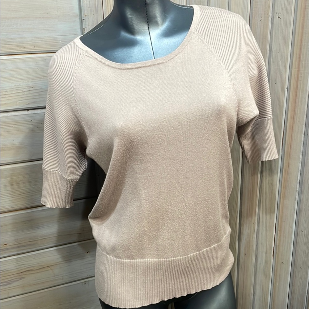 Maurices Tan Relaxed Short Sleeve Blouse